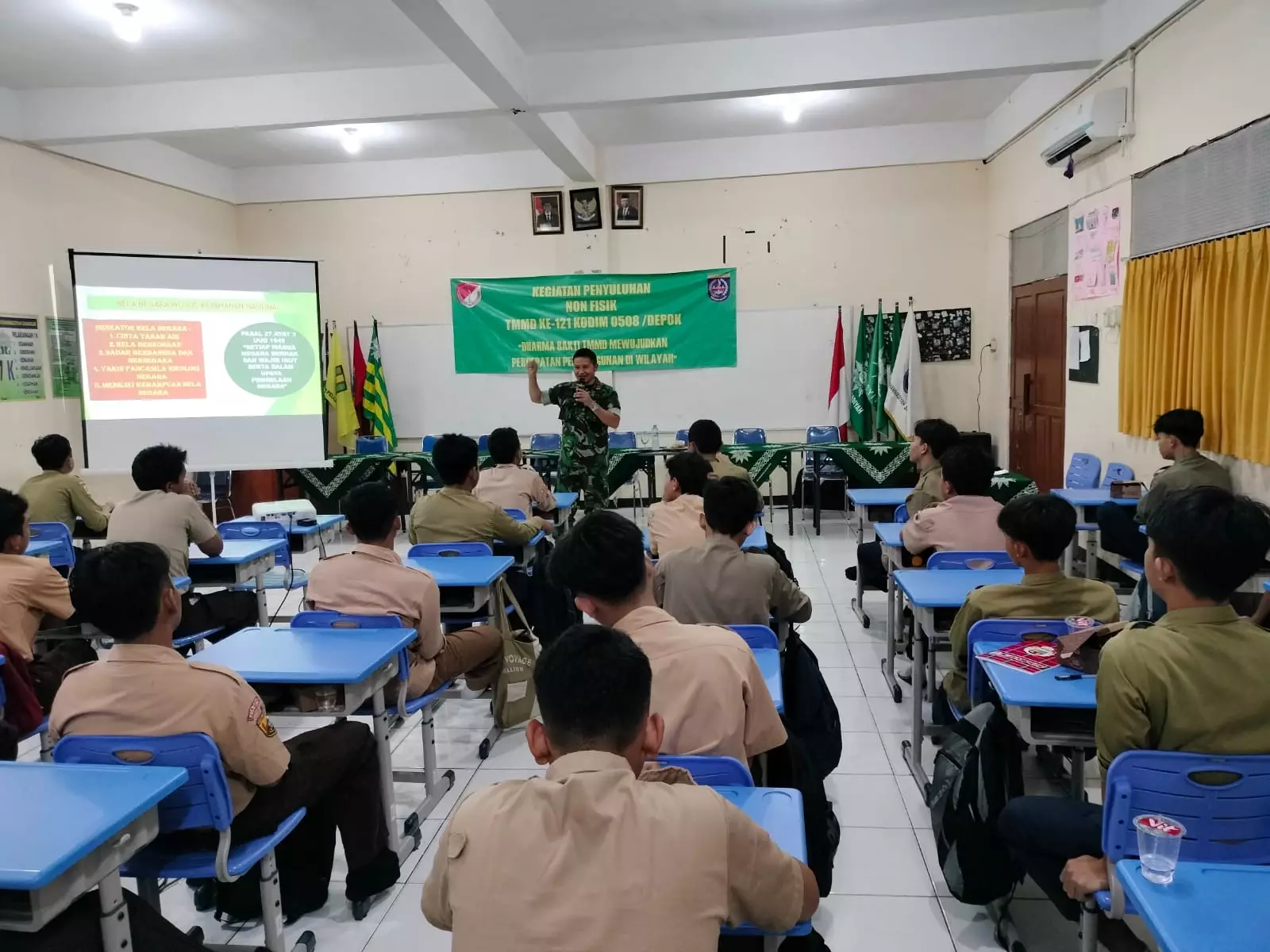 Satgas TMMD Kodim Depok Sosialisasikan Bela Negara ke Siswa SMA Muhammadiyah Sawangan