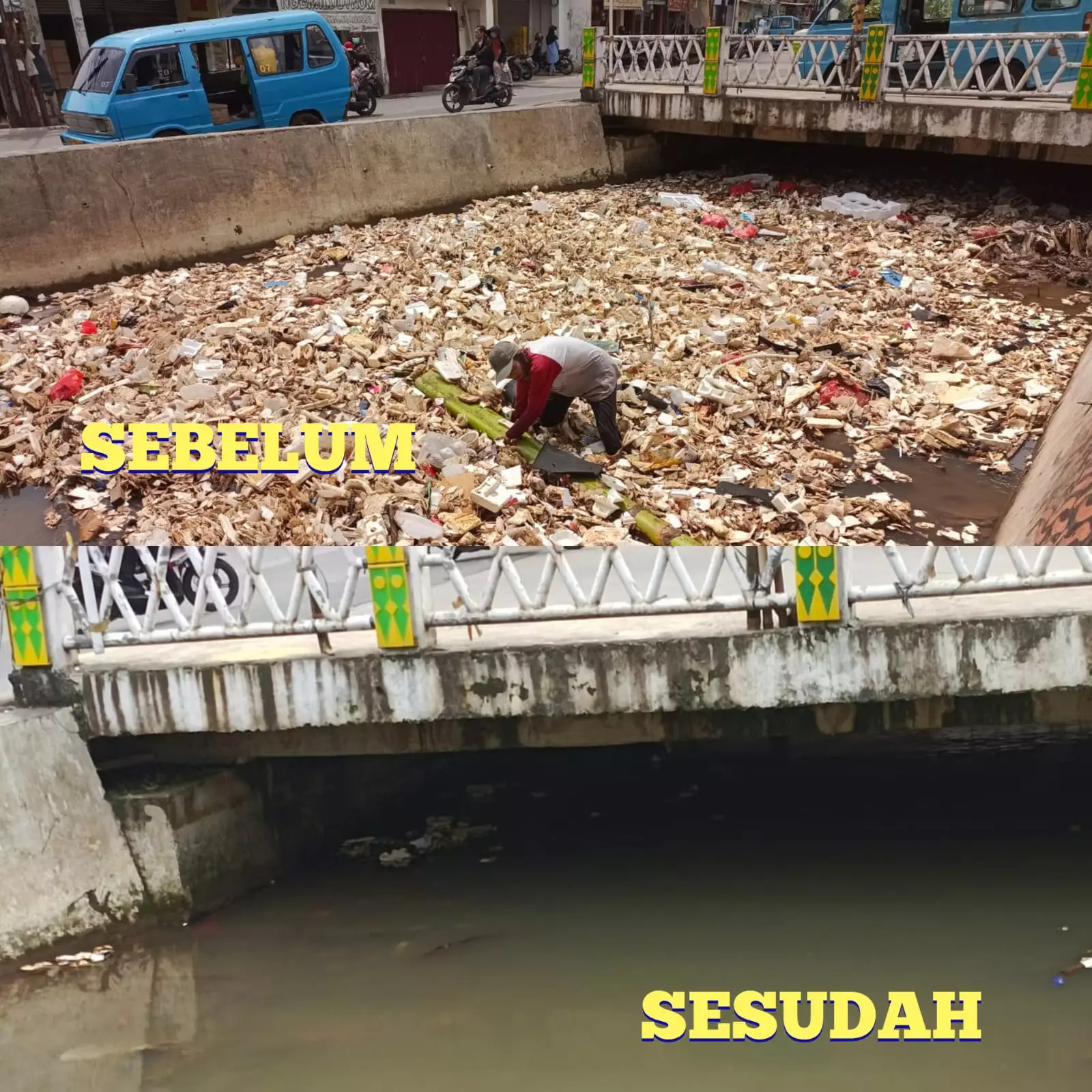 DPUPR Terjunkan Satgas, Angkut Sampah Kali Cabang Barat Jembatan Serong