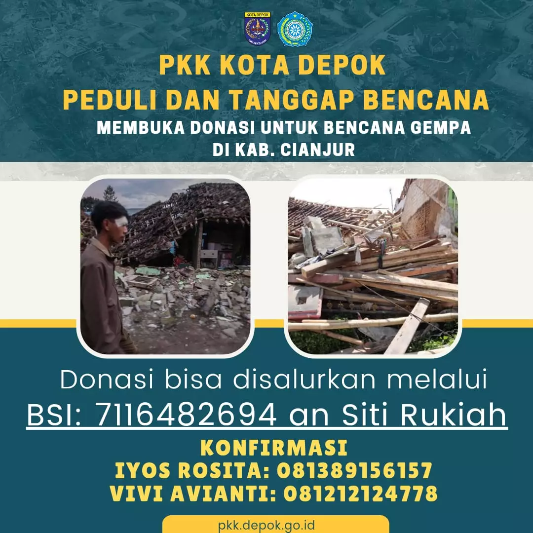 TP-PKK Kota Depok Buka Donasi Korban Gempa Cianjur, Bunda Elly: Kita Harus Bergerak