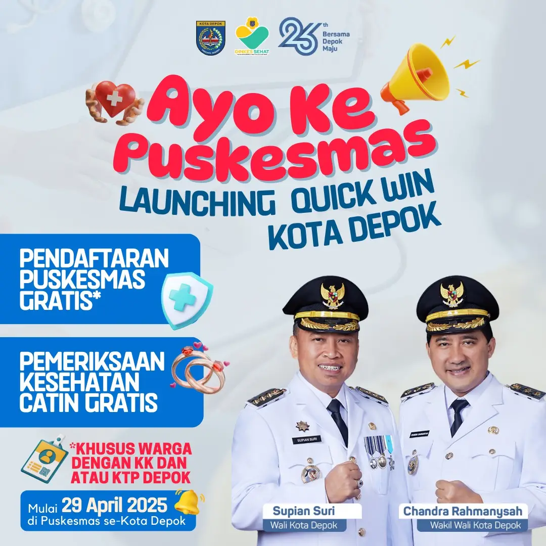 Tingkatkan Akses Pelayanan Kesehatan, Pemkot Depok Akan Gratiskan Pendaftaran di Puskesmas