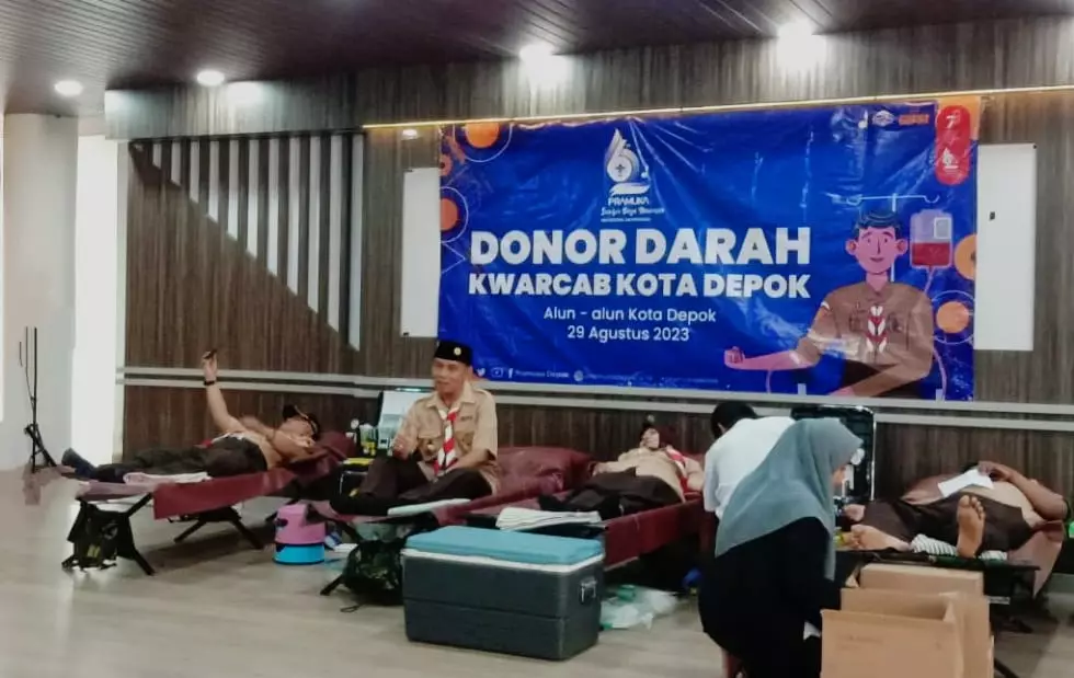 Donor Darah Hari Pramuka Tingkat Kota Depok Berhasil Kumpulkan Puluhan Kantong