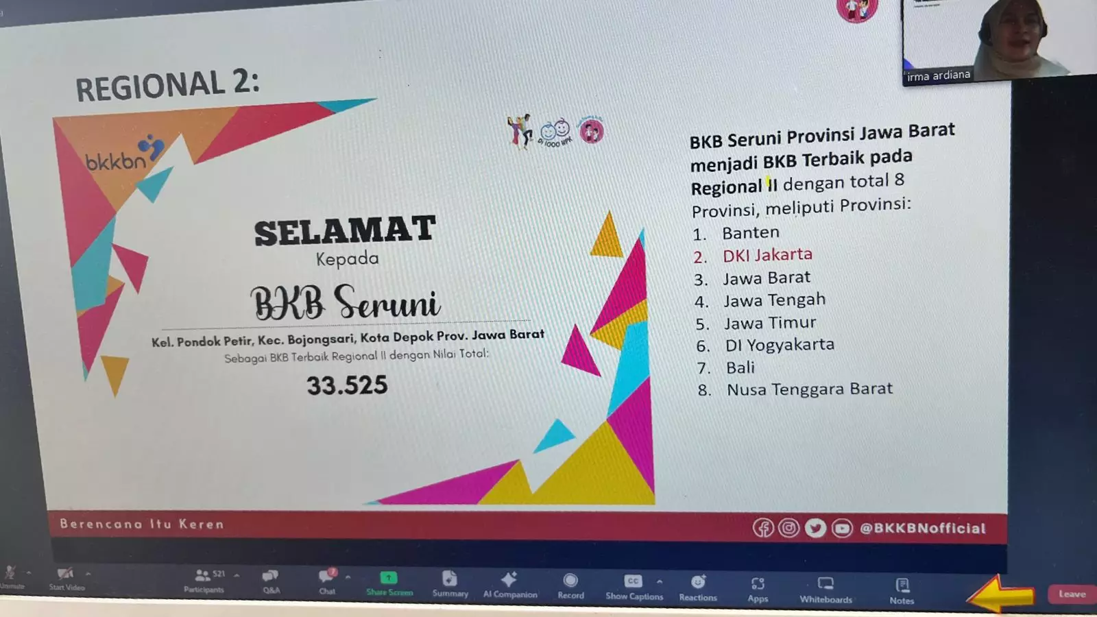 Membanggakan! BKB Seruni Depok Raih Predikat Terbaik Nasional 