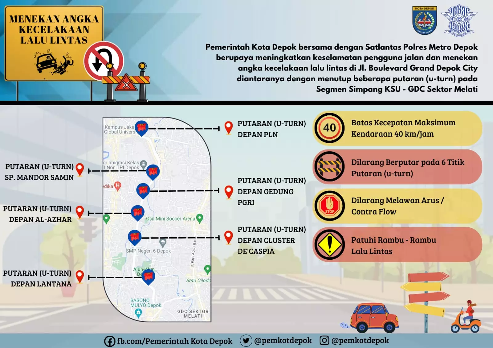 Enam U-Turn di GDC Akan Ditutup, Ini Penjelasan Kepala Dishub Depok