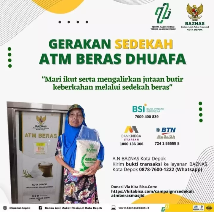 Baznas Depok Luncurkan Lima ATM Beras untuk Warga Kurang Mampu