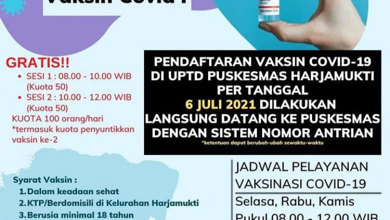 Mulai Hari Ini, Puskesmas Harjamukti Buka Pendaftaran Vaksinasi di Tempat