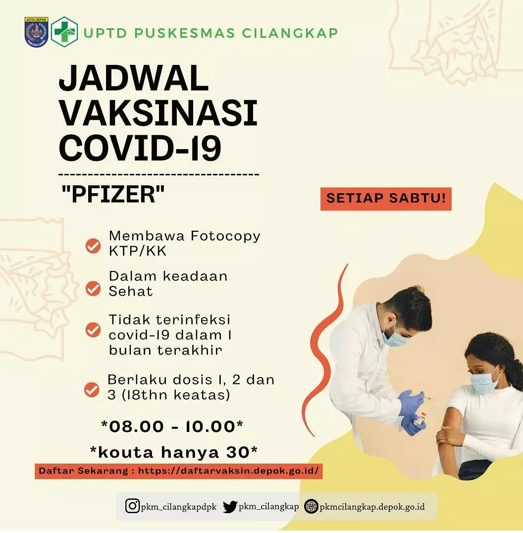 Layanan Vaksinasi Covid-19 Puskesmas Cilangkap Pindah ke Hari Sabtu