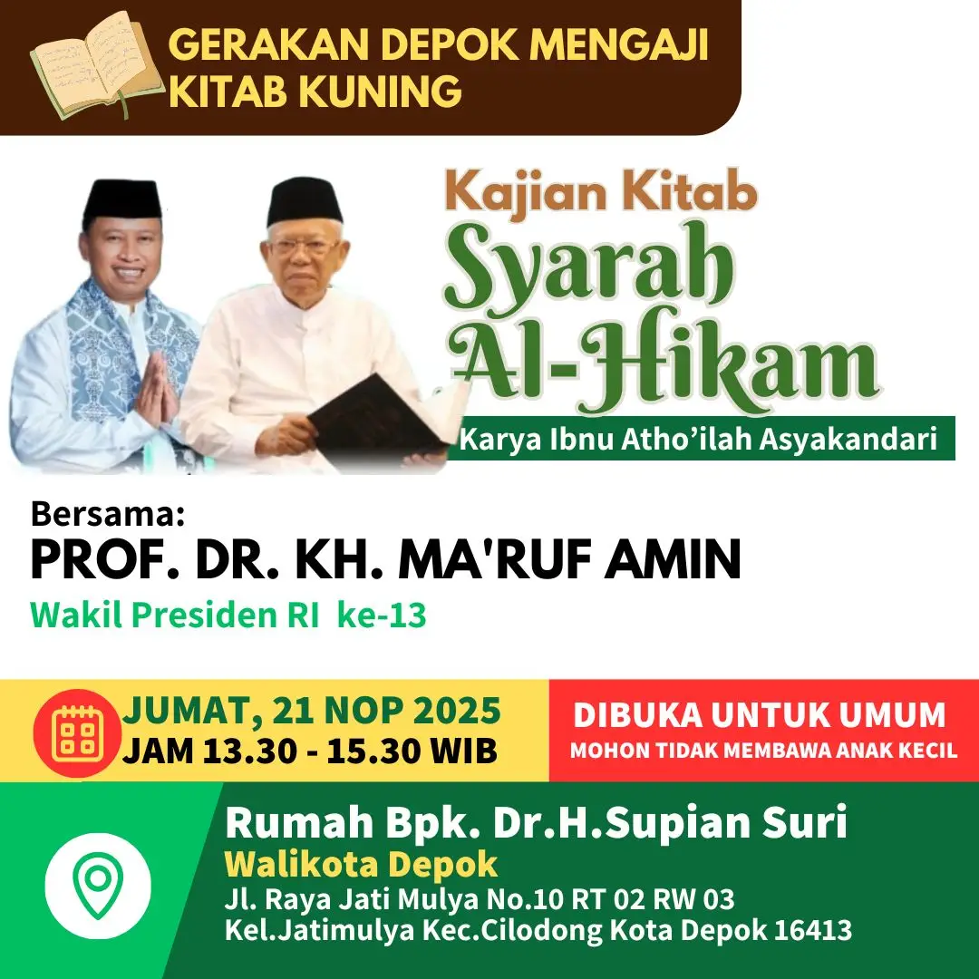 PCNU Depok Ajak Masyarakat Ikuti Kajian Kitab Kuning Bersama Ma’ruf Amin