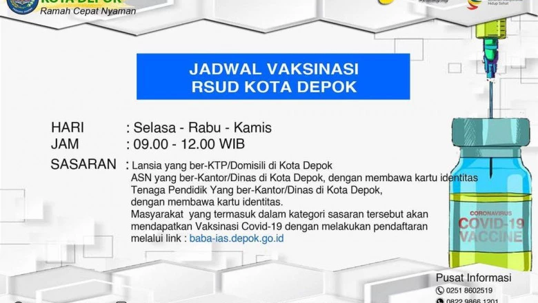 RSUD Depok Mulai Vaksinasi Covid-19 Bagi Lansia, ASN dan Tenaga Pendidik