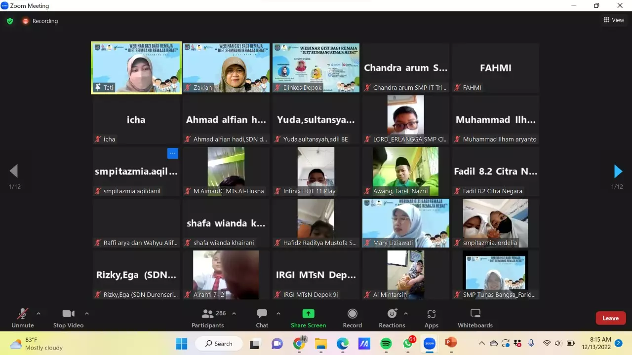 Wujudkan Remaja yang Sehat, Dinkes Adakan Webinar Diet Gizi Seimbang