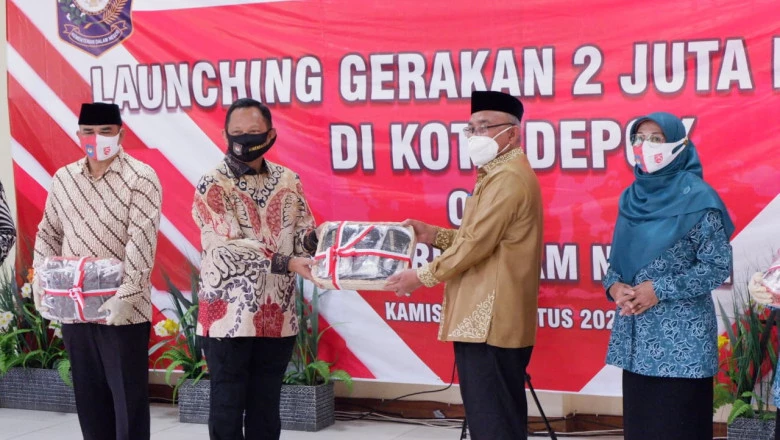 Launching Gerakan 2 Juta Masker di Kota Depok oleh Menteri Dalam Negeri RI