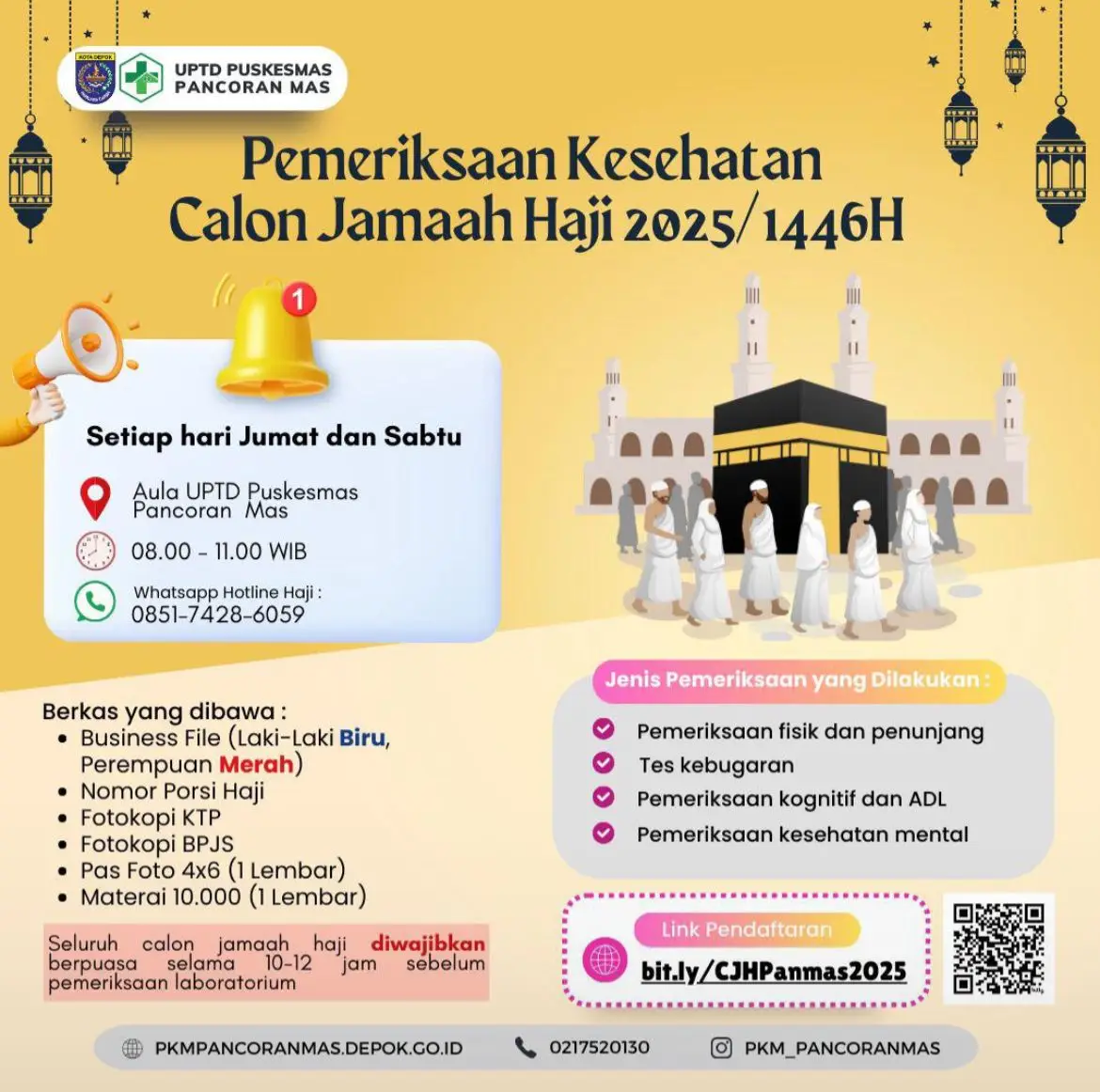Setiap Jumat-Sabtu, Puskesmas Panmas Buka Layanan Pemeriksaan Kesehatan Calhaj