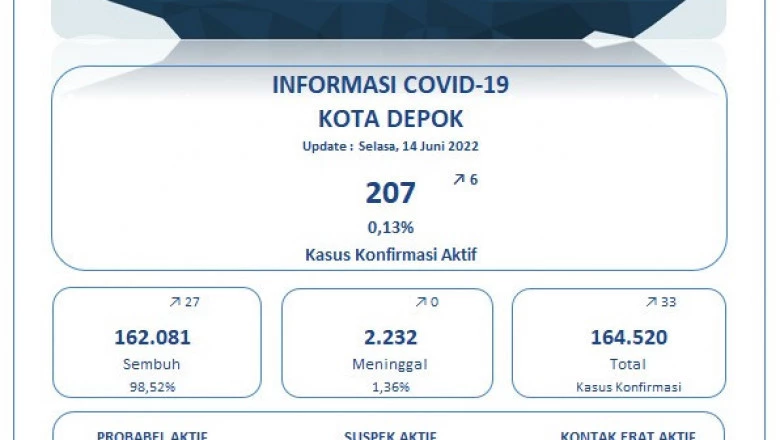 Update Covid-19 di Depok Per 14 Juni: Positif 33 Kasus, Sembuh 27 Orang
