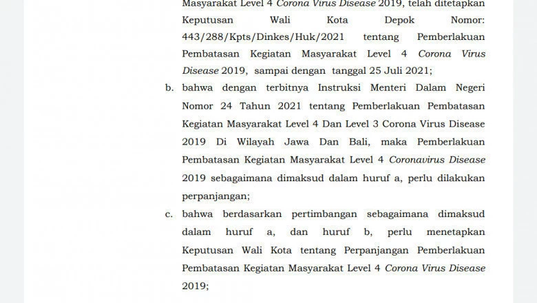 PPKM Level 4 Diperpanjang di Kota Depok Hingga 2 Agustus 2021