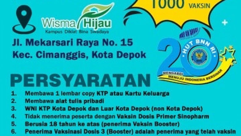 Ini Cara Daftar Vaksin HUT ke-20 BNN RI