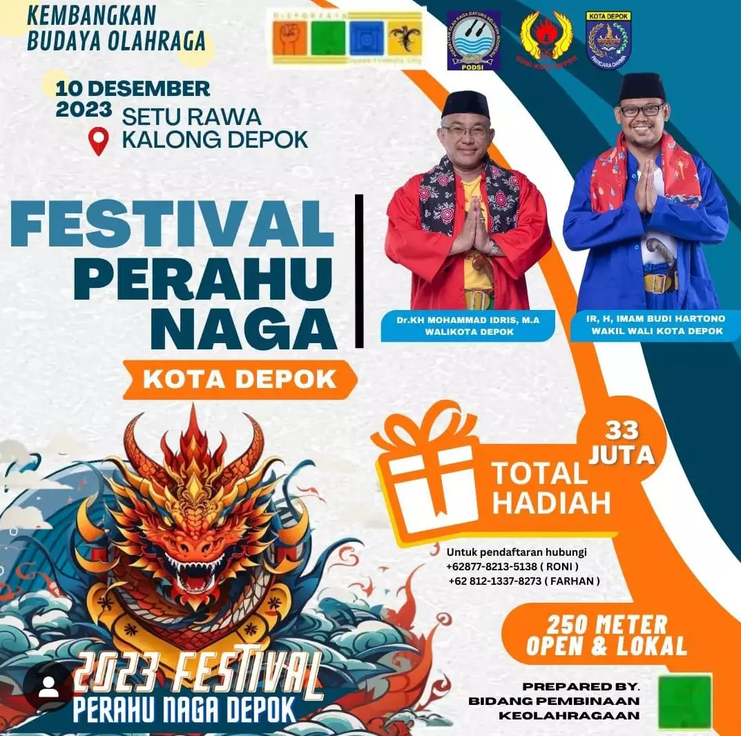 Festival Perahu Naga Tingkat Kota Depok 2023 Siap Digelar, Total Hadiah Rp 33 Juta!