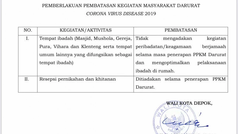 Kegiatan Peribadatan Berjemaah, Resepsi Pernikahan, dan Khitanan Ditiadakan selama PPKM Darurat