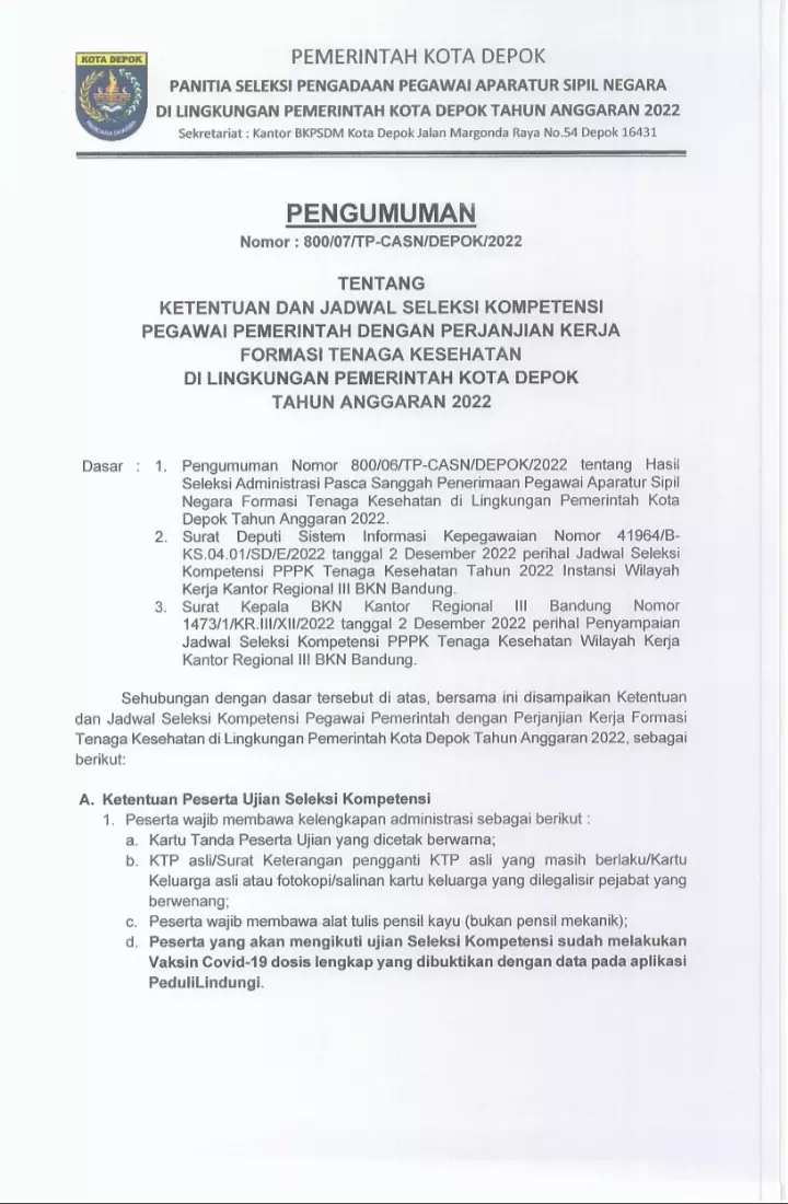 Simak, Berikut Jadwal dan Ketentuan Seleksi PPPK Tenaga Kesehatan Tahun 2022