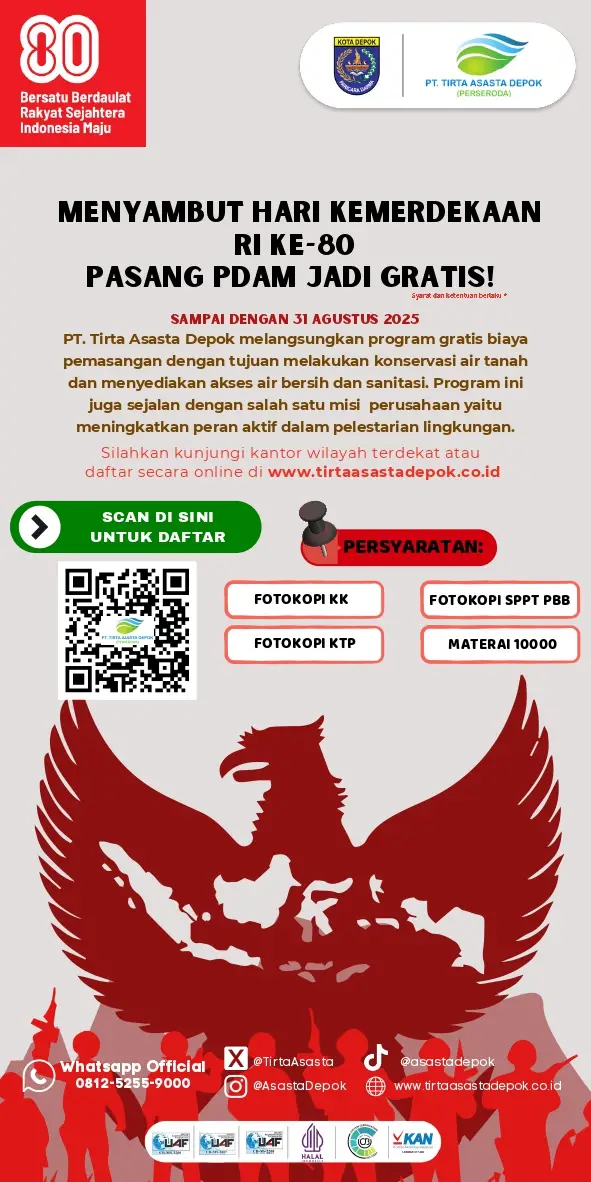 Sambut HUT ke-80 RI, PT Tirta Asasta Gratiskan Pemasangan Sambungan Air