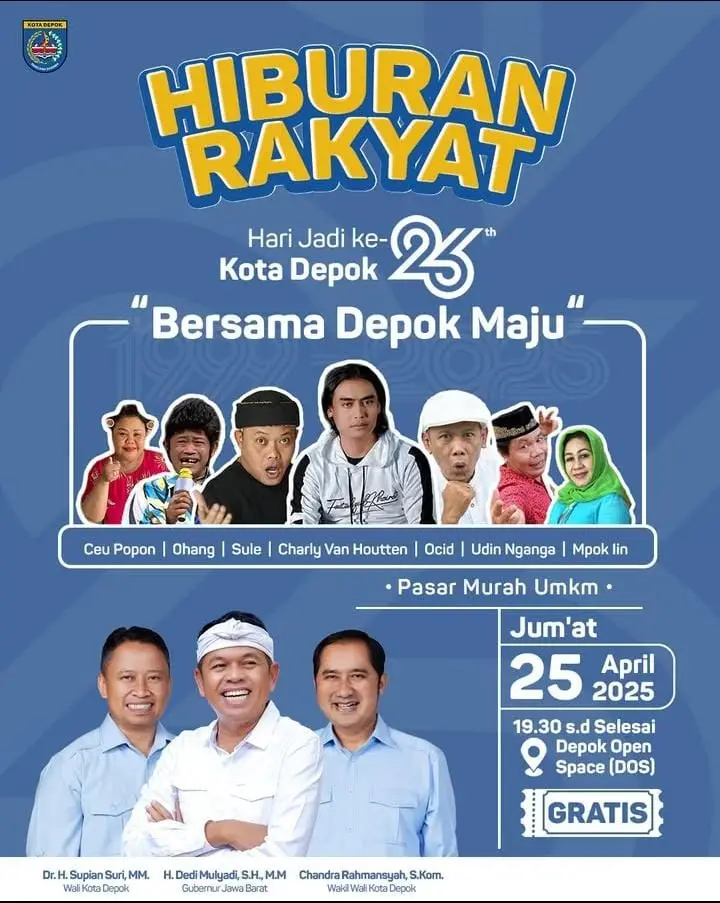 Yuk! Meriahkan Hiburan Rakyat Hari Jadi ke-26 Kota Depok, Diramaikan Artis Ibu Kota