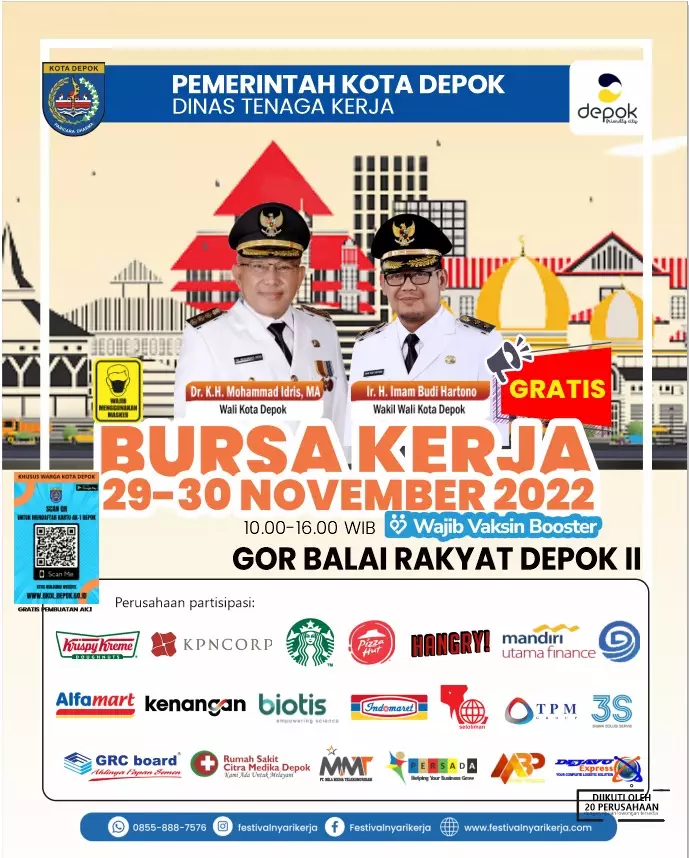 Tersedia 2.555 Lowongan Pekerjaan di Bursa Kerja Disnaker Depok yang Akan Digelar Besok