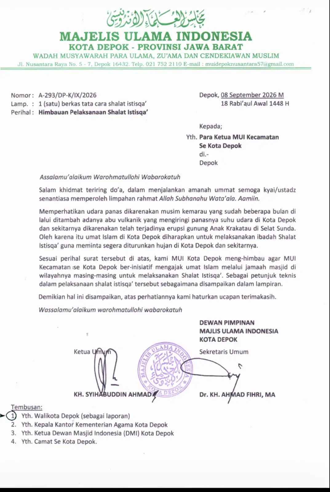 MUI Depok Imbau Umat Islam Gelar Salat Istisqa, Ikhtiar Hadapi Kemarau