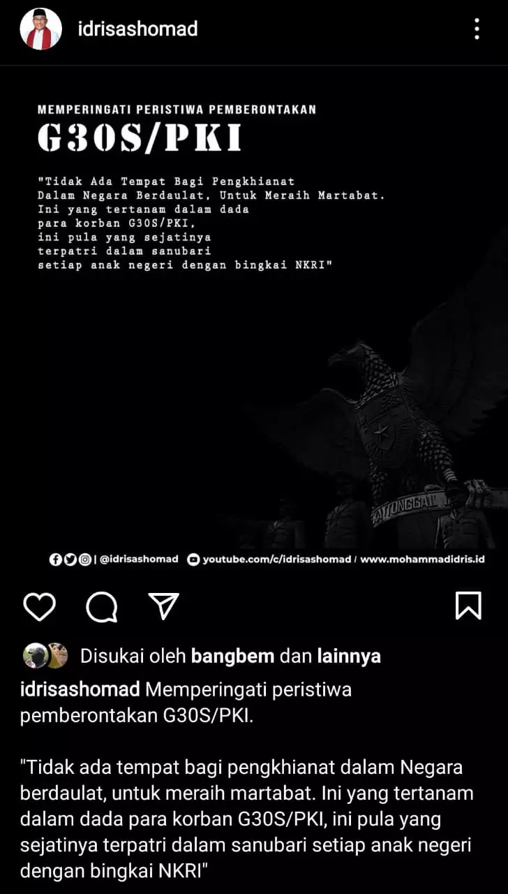 Peringati G30S/PKI, Wali Kota Depok Sebut Tak Ada Tempat Bagi Pengkhianat