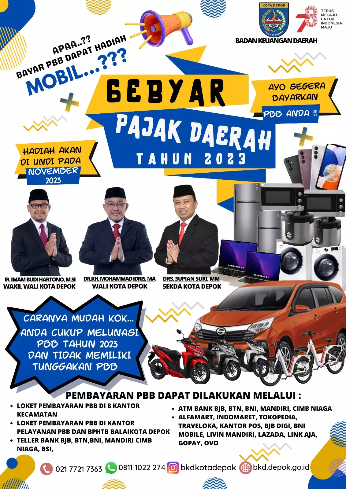 Tingkatkan Ketaatan Wajib Pajak, BKD Gelar Undian Berhadiah Mobil dan Motor