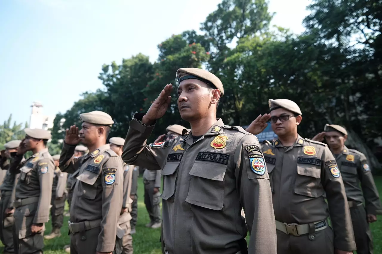 Satpol PP Kota Depok Gelar Apel Pasukan Peringati HUT Satpol PP Ke-74 dan Satlinmas ke-62