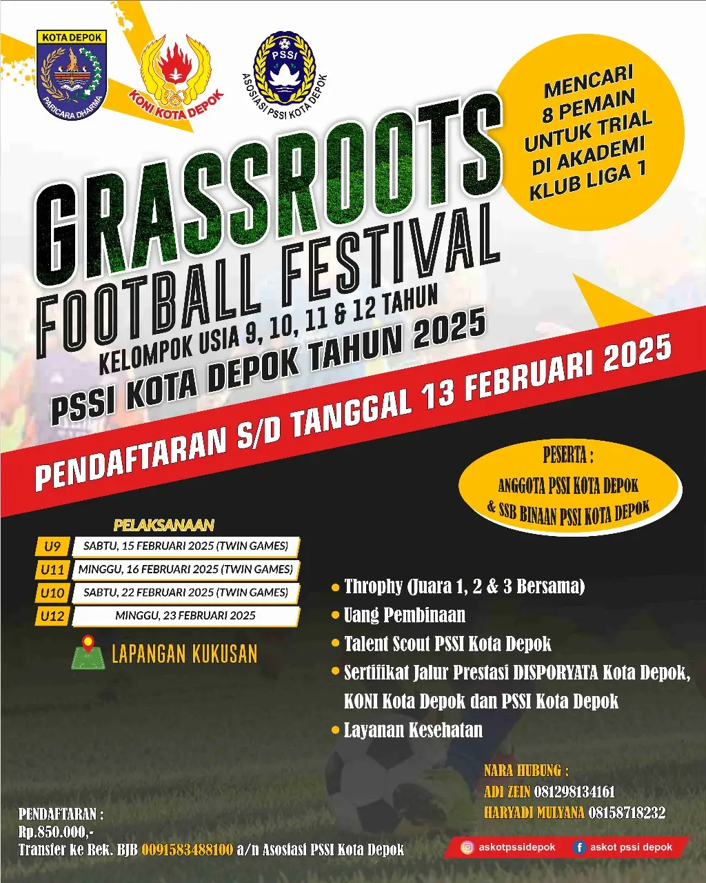 Jangan Lewatkan Grassroots Football Festival Kota Depok 2025, Siapkan Skuat Terbaikmu!