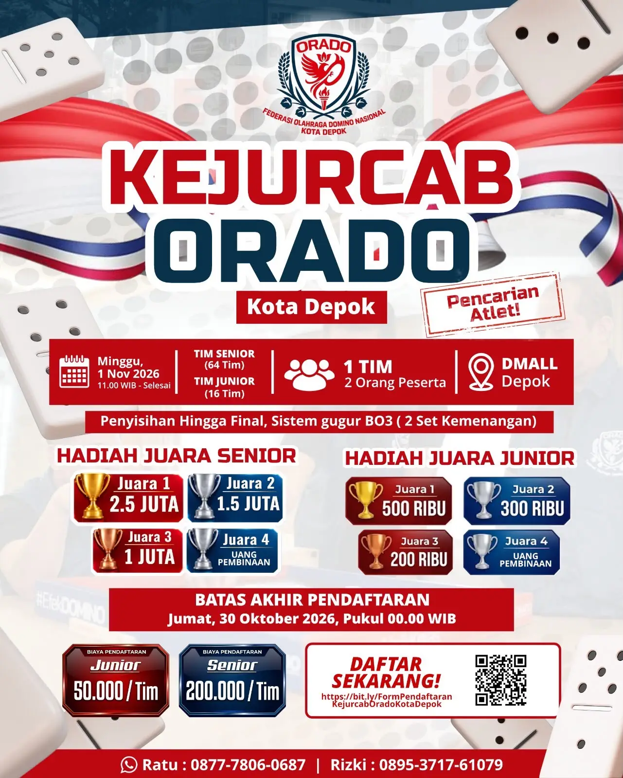 ORADO Depok Buru Bibit Atlet Domino Junior dan Senior