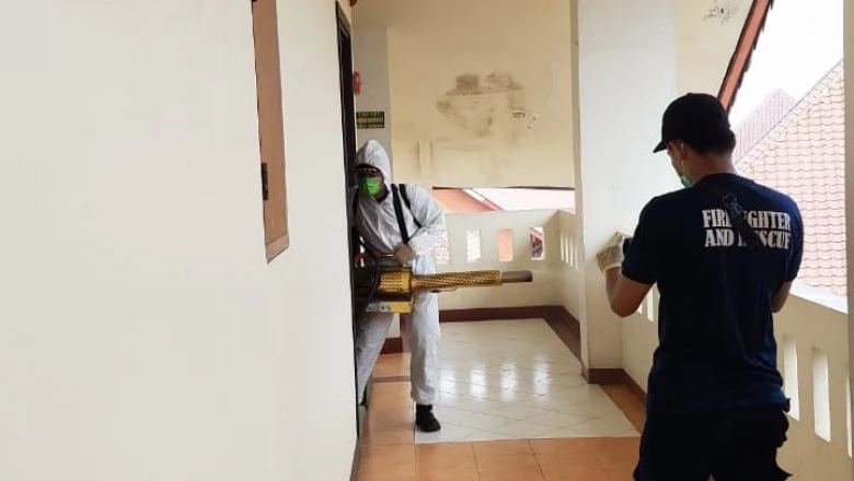 Jadi Tempat Isolasi, Wisma Makara UI Disemprot Disinfektan