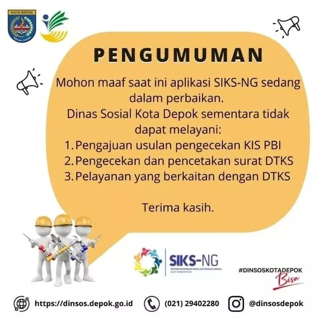 Dinsos Hentikan Sementara Tiga Layanan di Aplikasi SIKS-NG
