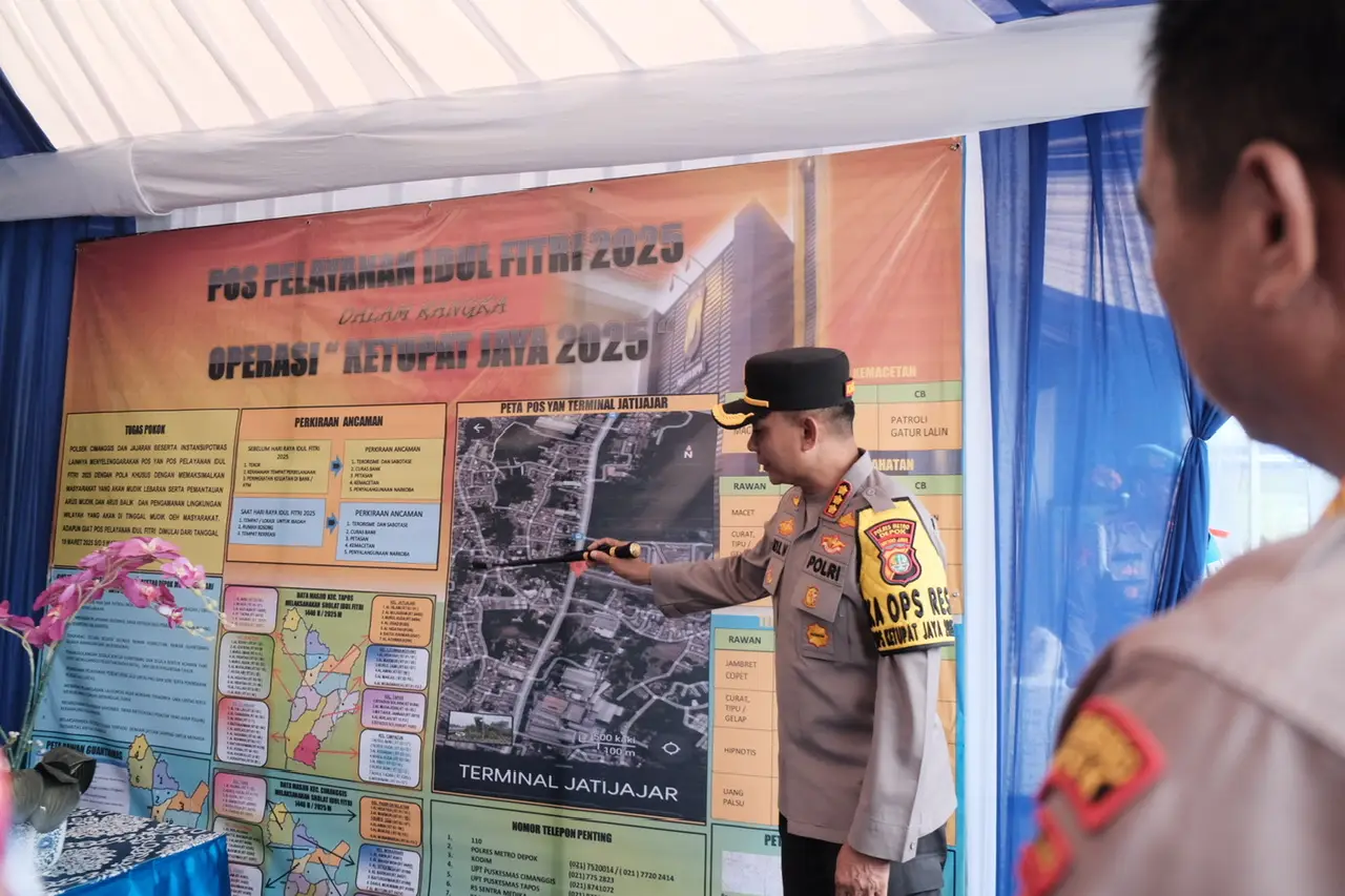 Mendekati Mudik Lebaran, Kapolres Metro Depok Kunjungi Posyan Terminal Jatijajar