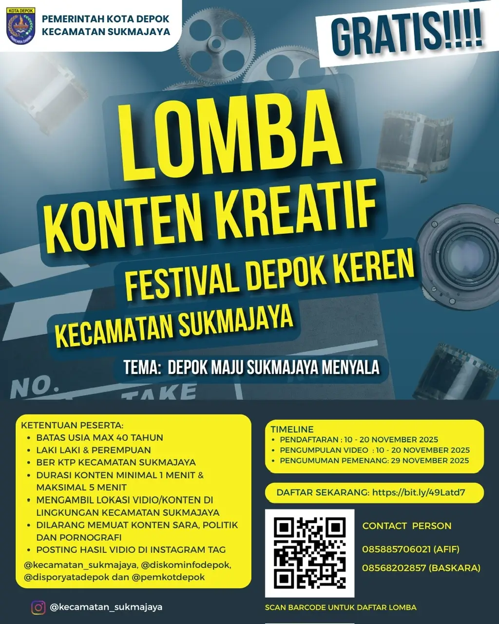 Jago Buat Video? Jangan Lewatkan Lomba Konten Kreatif Festival Kota Depok Kecamatan Sukmajaya