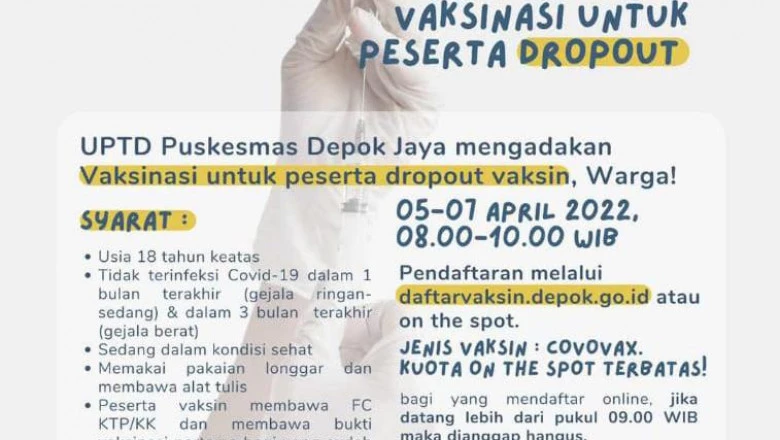 Puskesmas Depok Jaya Buka Pelayanan Drop Out Vaksin