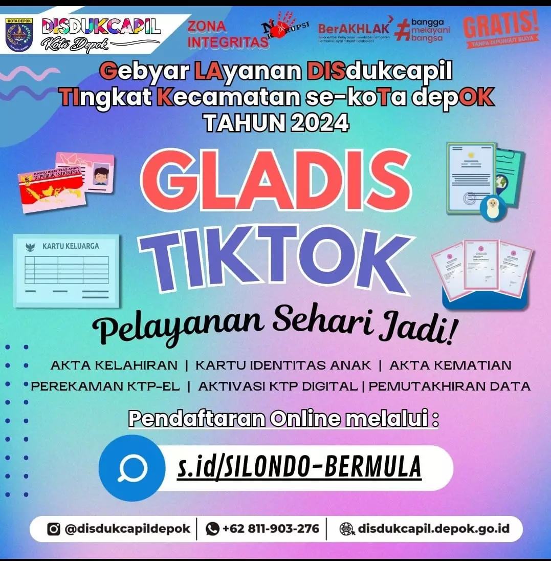 Gladis Tiktok Hadir Kembali, Warga Bisa Urus Dokumen Kependudukan Sehari Jadi