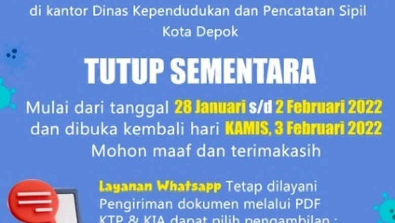 Layanan Tatap Muka Disdukcapil Depok Dihentikan Sementara 