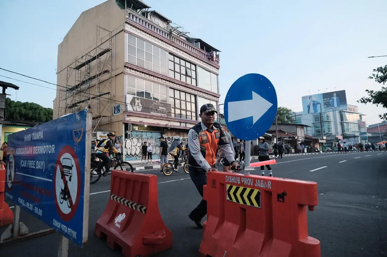 Rekayasa Lalin Car Free Day Depok, Petugas Gabungan Amankan Sejumlah Titik