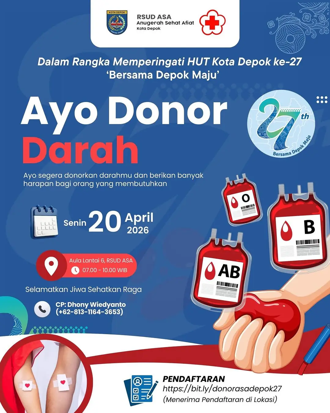 Rayakan HUT ke-27 Depok, RSUD ASA Ajak Warga Donor Darah: Aksi Kecil, Dampak Besar