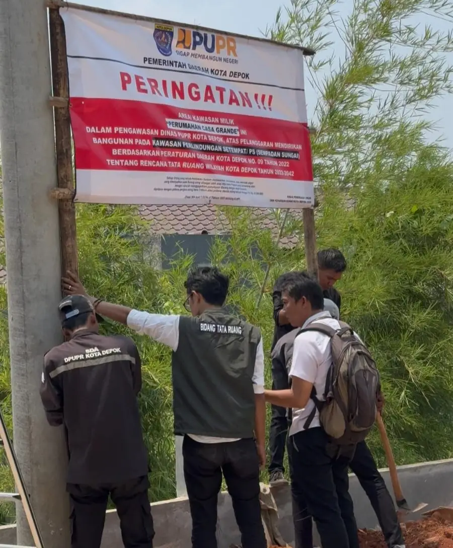 Tiga Lokasi Langgar Tata Ruang, Dinas PUPR Depok Pasang Plang