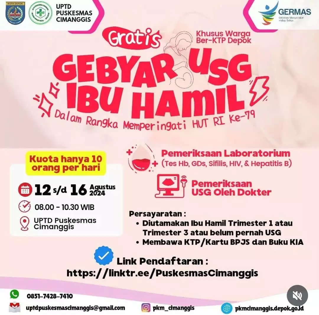 Rayakan HUT RI, Puskesmas Cimanggis Buka Layanan USG Gratis