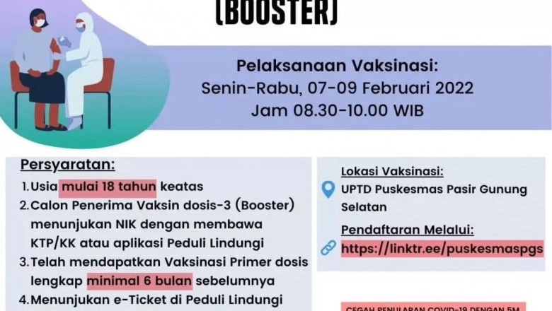 Puskesmas PGS Mulai Berikan Vaksinasi Dosis Ketiga