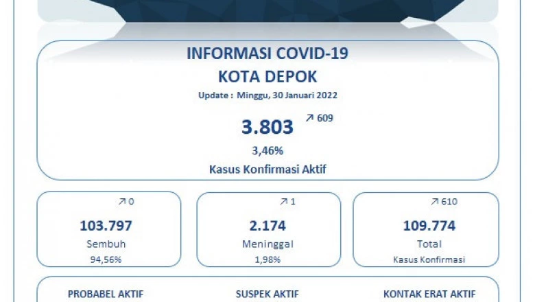 UPDATE 30 Januari: Kasus Konfirmasi di Depok Naik 610 Orang, Nihil Kesembuhan Akibat Covid-19