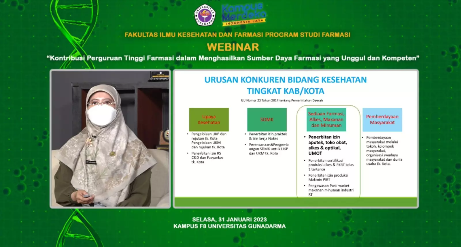 Kadinkes Depok Jadi Narasumber Webinar Nasional Universitas Gunadarma
