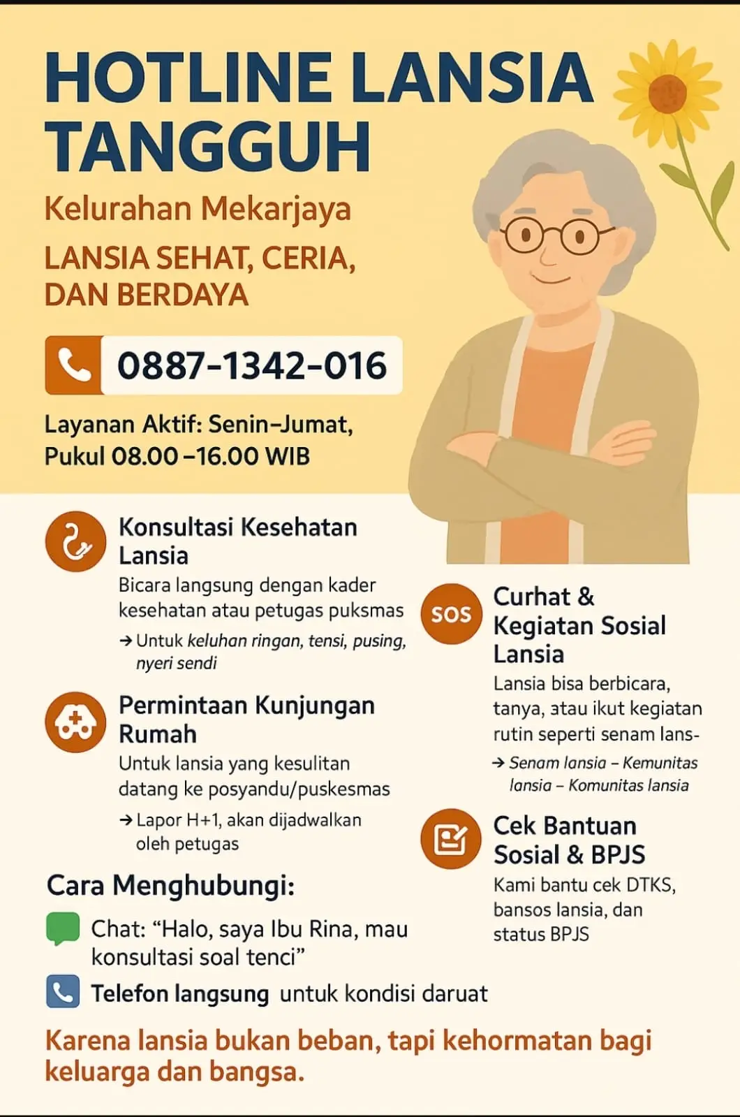 Kelurahan Mekarjaya Hadirkan Hotline Lansia Tangguh, Cek Nomornya Disini!