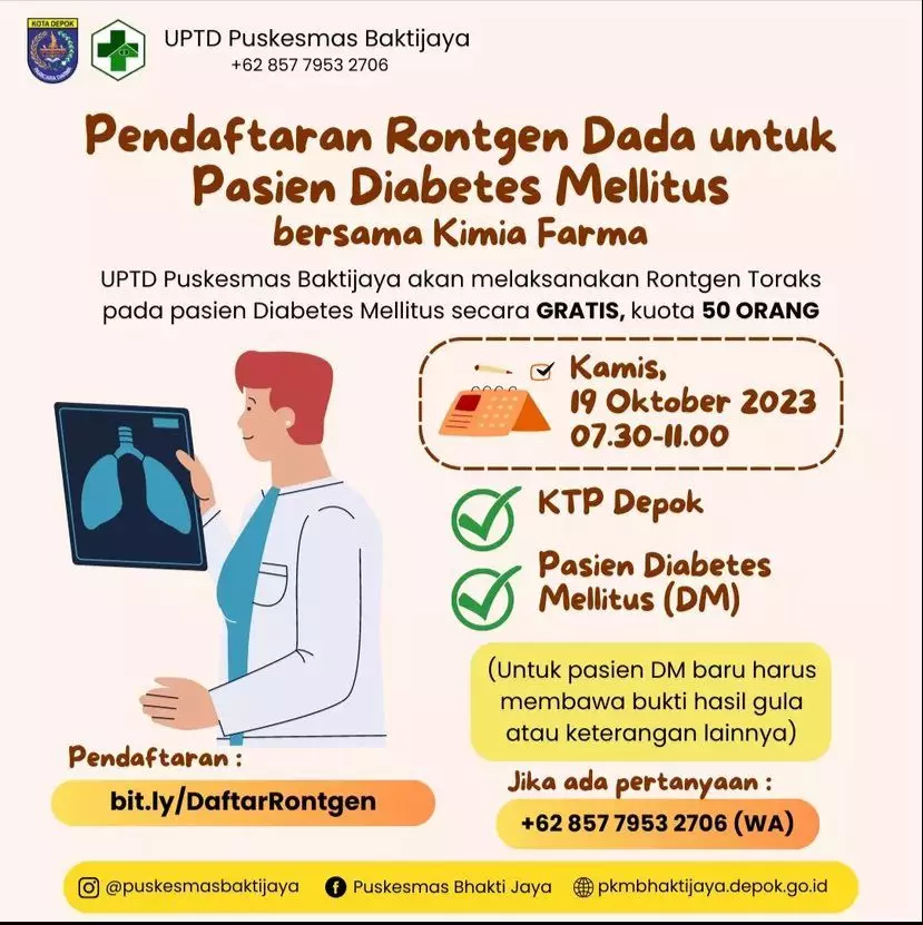 Puskesmas Baktijaya Buka Layanan Pemeriksaan Rontgen Dada Gratis untuk Pasien Diabetes Melitus