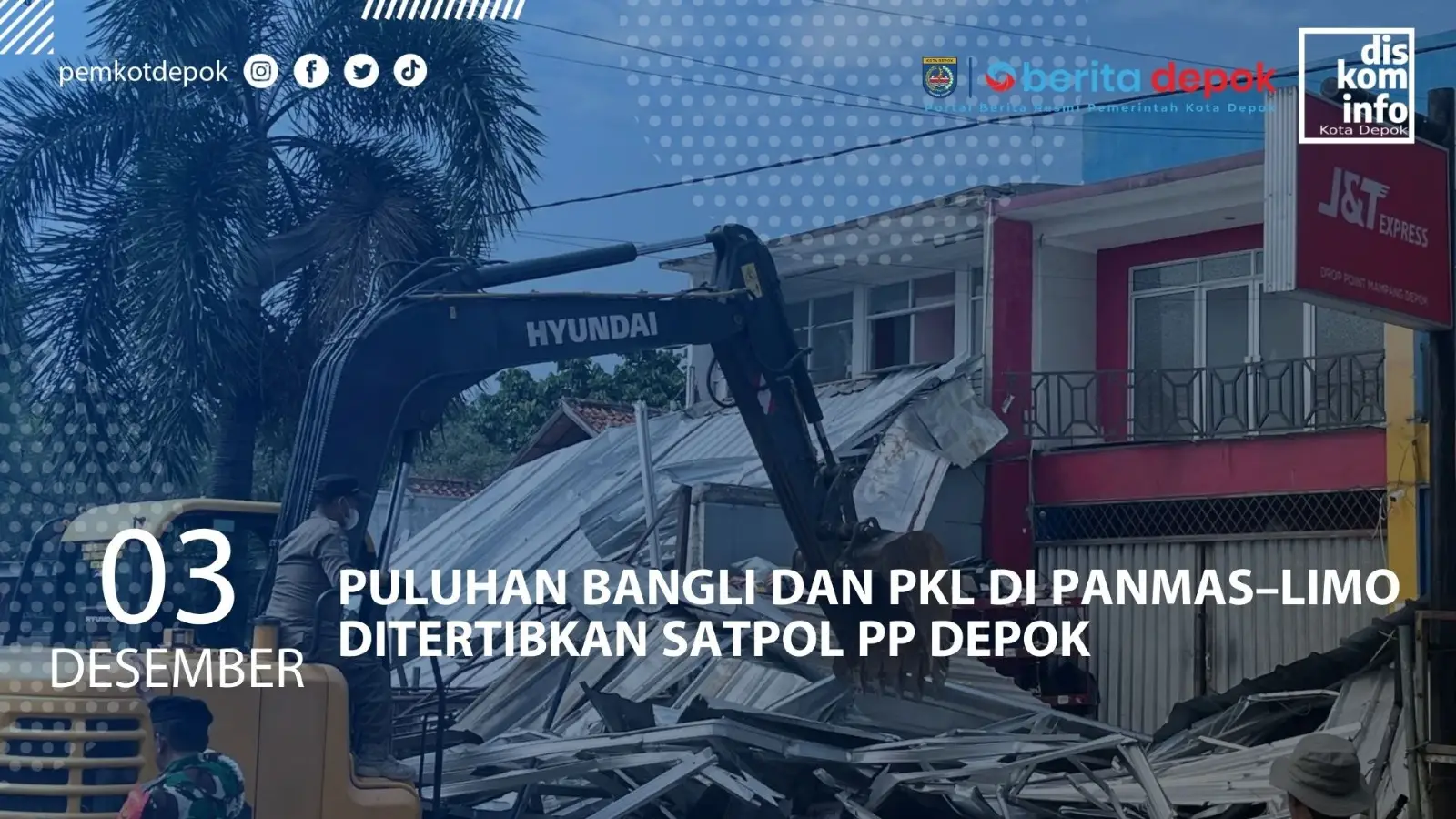 Puluhan Bangli dan PKL di Panmas–Limo Ditertibkan Satpol PP Depok