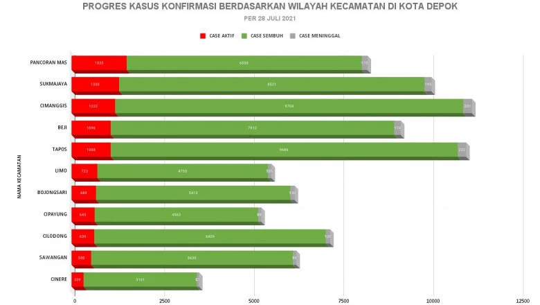 Kasus Sembuh Covid-19 di Sejumlah Wilayah di Depok Terus Meningkat