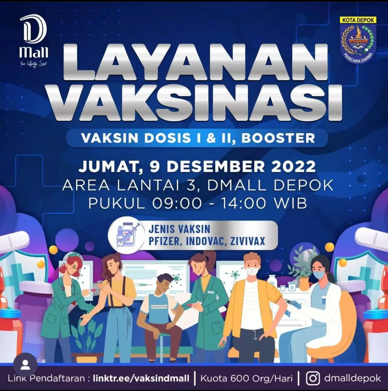 Dinkes Akan Kembali Buka Vaksinasi Covid-19 di Dmall, Tersedia Booster Kedua untuk Lansia