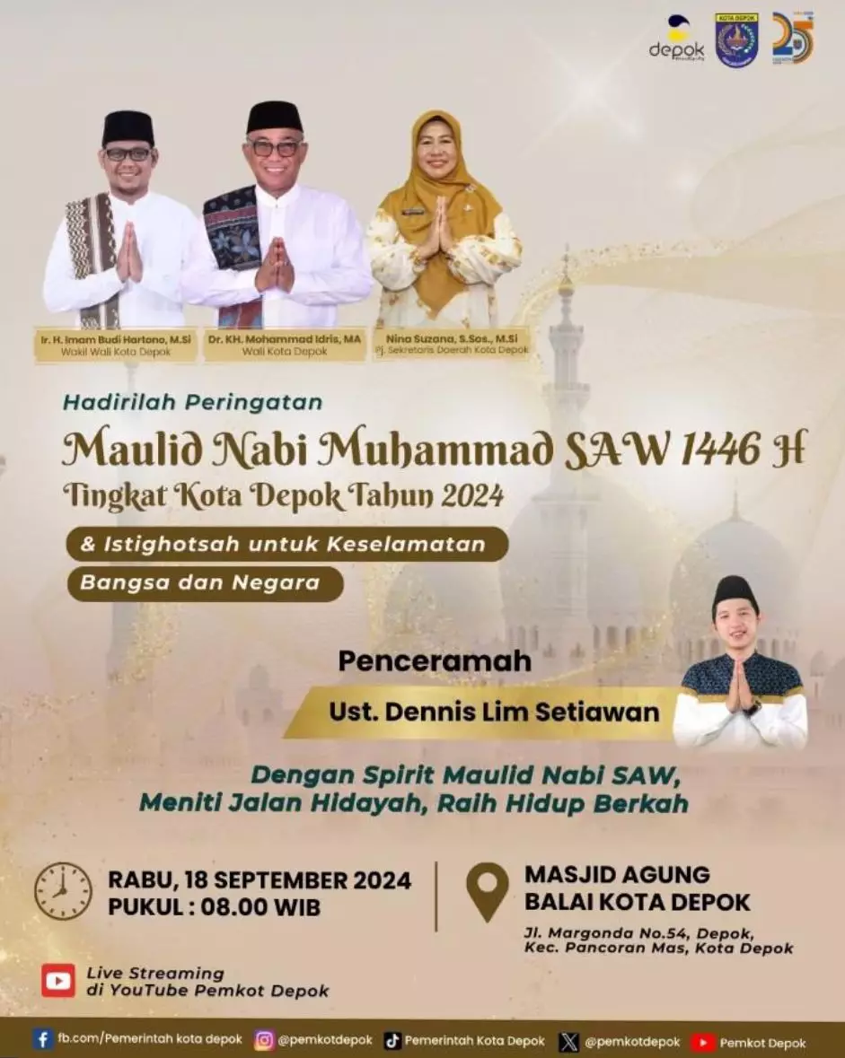 Pemkot Depok Akan Gelar Peringatan Maulid Nabi Muhammad SAW, Imam Budi Hartono Harap Dapat Menginspirasi